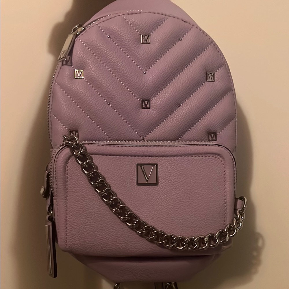Lavender Quilted Chain Backpack